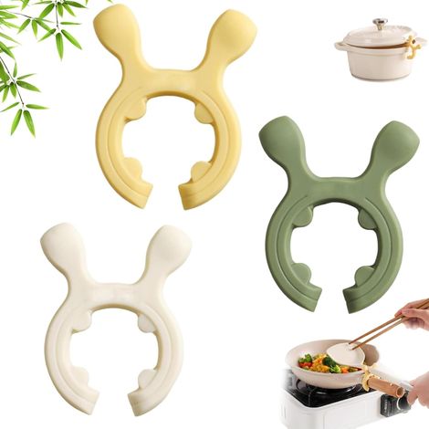 Set da 6 pezzi multifunzionale in silicone con manici per pentole e porta spatole, porta cucchiai antiscivolo, supporto per piano cottura, facile da pulire, divertenti accessori da cucina. (1/4)