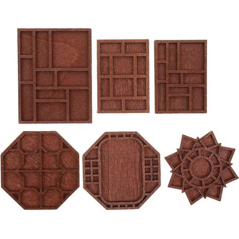 Plateau de présentation en bois pour cristaux et pierres porte-bijoux coquillage à compartiments multiples marron lot de 6 (1/5)