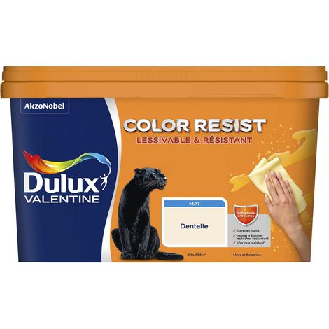Peinture bicouche intérieure Color Resist Murs et Boiseries Mat Dentelle 2,5L - Dulux Valentine