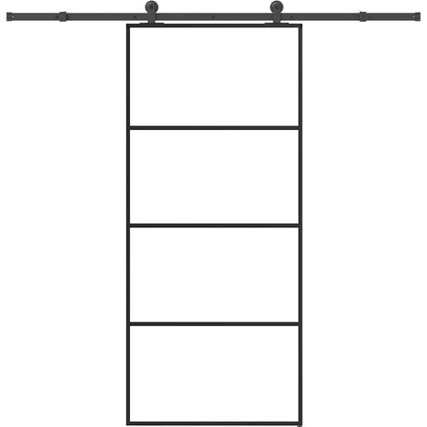 Schiebetür mit Beschlag 90x205 cm ESG-Glas & Aluminium
