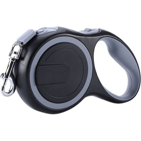 Jeffergarden Laisse Rétractable Anti-Dérapante – Poignée Ergonomique, Réfléchissante, pour Petit Chien/Chat (Jusqu'à 20kg) – Longueur 5m (Gris) (1/5)