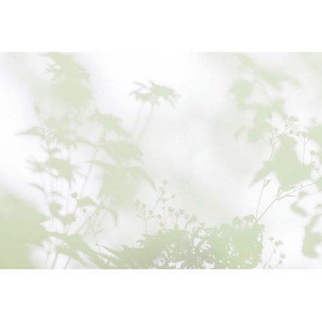 Papier peint panoramique salon blanc & vert Tapisserie panoramique motif pour chambre motif ombre fleur Papier peint panoramique floral campagne chic (1/2)