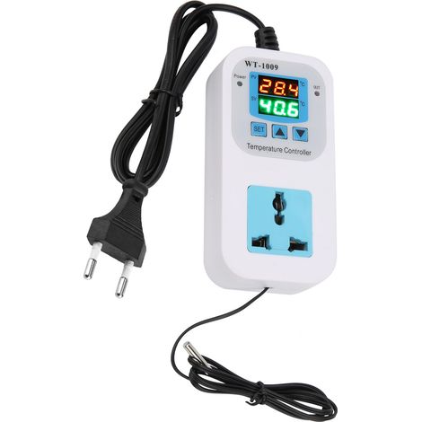 Digitales Thermostat mit zwei Displays, 10-A-Steckdose, WT-1009, 110–220 V, EU-Stecker (1/5)