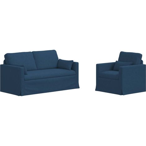 Ensemble de Canapés 2 pcs Salon de jardin Bleu 158 x 78 x 80 cm tissu (1/5)