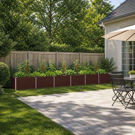 vidaXL Letto rialzato da giardino Marrone 600 x 80 x 55 cm