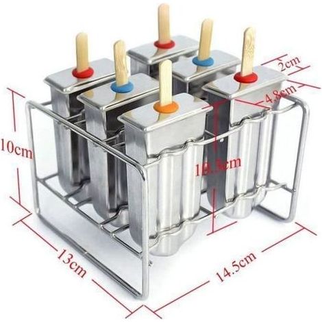 Moule À Popsicle - En Acier Inoxydable 304 - Pour Glaces Maison - Lot De 6 Avec Support (1/5)