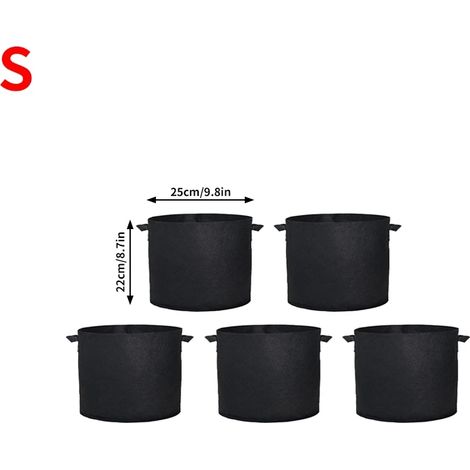 (S1 3 gallons) 5 sacs de culture en feutre pour légumes, pots de plantation pour pommes de terre et tomates, accessoires pour la plantation de fleurs et de plantes en pépinière (1/4)