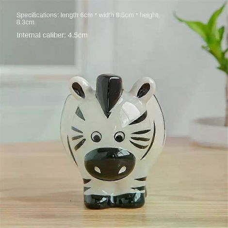 Pot de fleurs en céramique à motifs animaux (renard, zèbre, mouton, vache), mini-pot pour plantes grasses et bonsaïs, vase vintage, décoration pour la maison et le jardin (1/5)