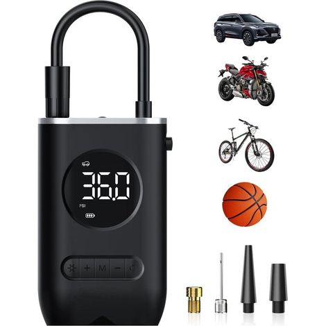 Pompe à pneus électrique rechargeable par USB, compresseur d’air portable pour vélo, scooter, moto et voiture, format compact et pratique (1/5)