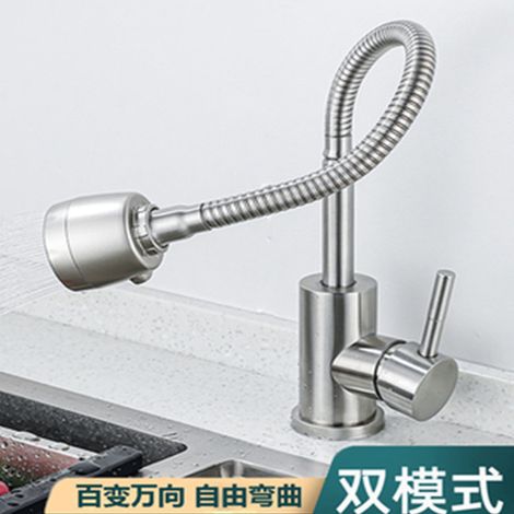 304 Stainless Steel Kitchen Faucet for Sinks and Dishwashers - Hot and Cold Water Faucet with Rotatable Two-Stage Shower Head - 304 Stainless Steel Type A
