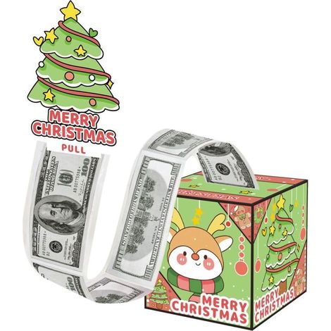 Tirelire en film plastique (Thème de Noël) : Renne, Sapin de Noël, Cadeau surprise - Cadeau (1/5)