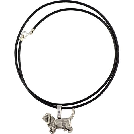 Basset Hound I - collana con ciondolo placcato in argento per gli amanti dei cani, gioiello discreto di Art-Dog (1/5)