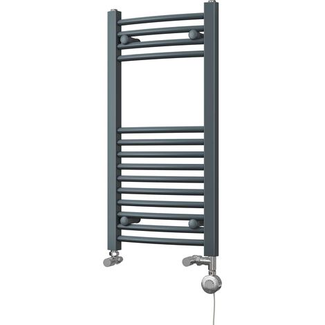 Zennor - Anthracite Dual Fuel Towel Rail H800mm x W400mm Thermostatic - Curved (1/3)
