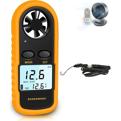 Anemómetro Portátil, Anemómetro Digital de Alta Precisión (±5%) con Retroiluminación LCD, Anemómetro Portátil para Exteriores, HAVC, Drones (1/5)
