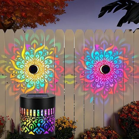 Lampe solaire extérieure métal mandala – 8,5x8,5 cm, étanche – Décoration murale – Pour jardin, terrasse, clôture (1/5)