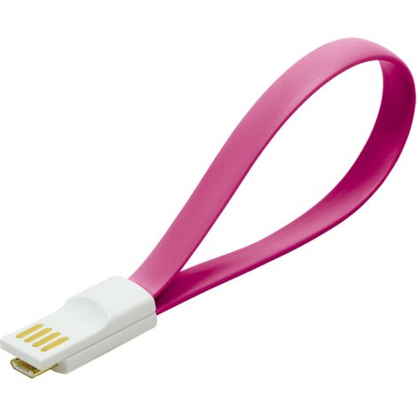 Cable de carga plano USB 2.0 Micro USB magnético LogiLink rosa (1/5)