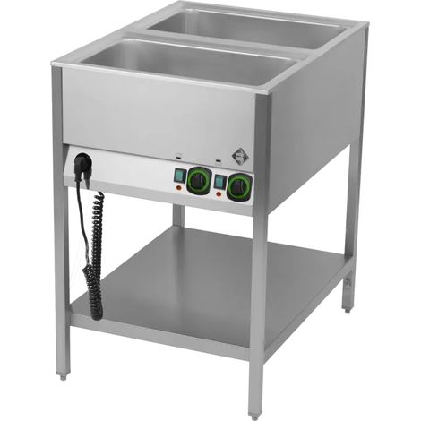 Bain marie stationnaire électrique GN 2-1/1 commande sur le côté court avec étagère basse RM - BMSK 2120 - RM Gastro