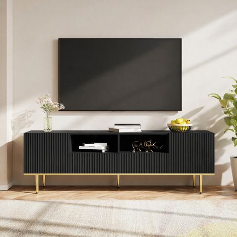 MEUBLIV Mobile TV 165 x 36 x 55 cm nero e oro con 2 cassetti e apertura push (1/5)