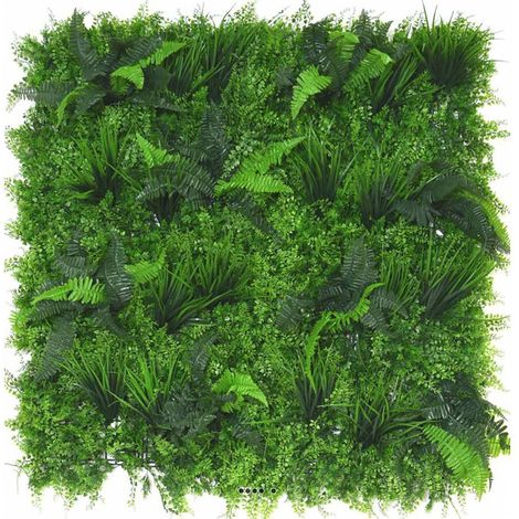 Plaque de feuillage mixte artificiel pour mur végétal extérieur 100 x 100 cm