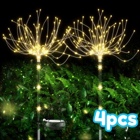 Solar Garden Lights Outdoor, IP65 Waterproof Solar Fireworks Lights, Outdoor Decorative Lighting for Yard, Patio, Lawn, Party, Balcony, Mother's Day (4pcs 120 LED/Warm White) (1/5)