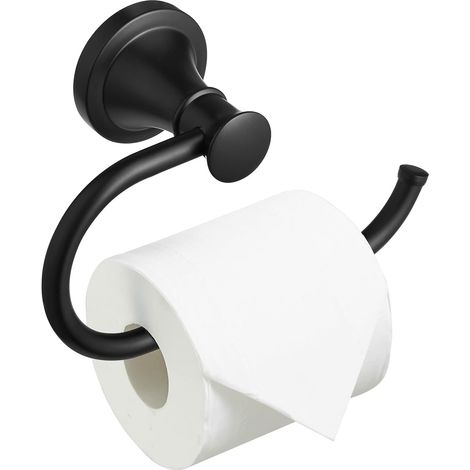 Porte papier toilette noir mat, Accessoires de salle de bain, Fixation murale Antirouille (1/5)
