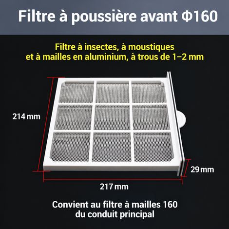 Filtre VMC grille de préfiltration 160 en alliage d'aluminium anti-moustiques et insectes 40 × 40 × 20 cm 2 kg – Livraison gratuite (1/5)