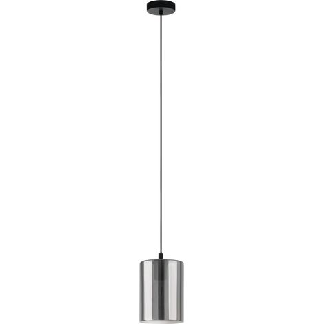 Sospensione Isola Cucina Cadaques in Vetro Cilindro Fumé con 1xE27 Ø16 cm Eglo (1/4)
