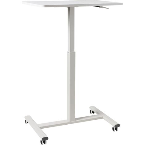 Escritorio de altura regulable manual para ordenador portátil oficina moderna 65 x 48 cm soporte de acero blanco Academia (1/5)