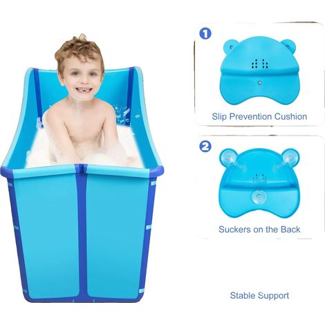 Baignoire, Design Pliable, Sûre et Confortable, Bleu (1/5)