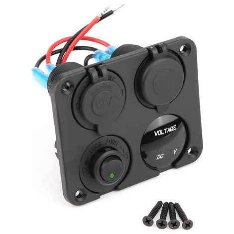 Panel de control basculante de 4 botones (encendido/apagado), cargador USB doble, toma de mechero, voltímetro, LED verde (1/5)