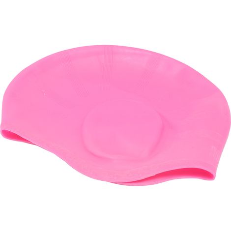 Bonnet de bain silicone rose protection oreilles 3D ergonomique imperméable piscine natation (1/5)