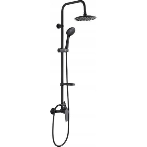 Conjunto de ducha de pared negro con grifo Enna