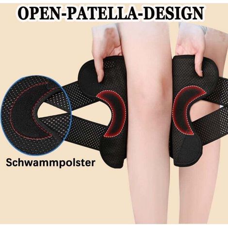 Genouillère avec stabilisateurs latéraux L, pour la douleur au genou déchirure du ménisque ACL MCL Récupération des blessures arthritiques Genouillère réglable pour hommes et femme(Noir) (1/3)