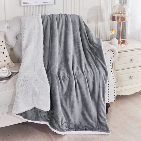 Extra dicke, doppellagige Fleecedecke – weicher Flanell und Lammwolle, eine warme Wintersofadecke