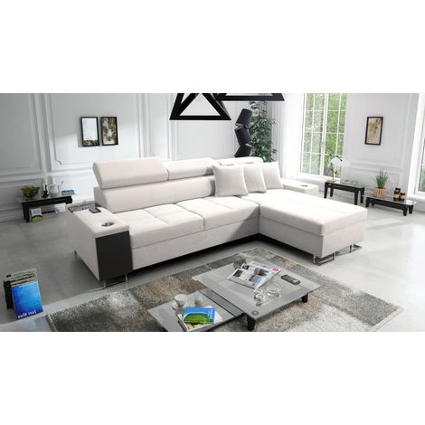 Bequemes Ecksofa mit Schlaffunktion MORENA I MAXI Uttario Velvet Ecru Rechts (1/5)