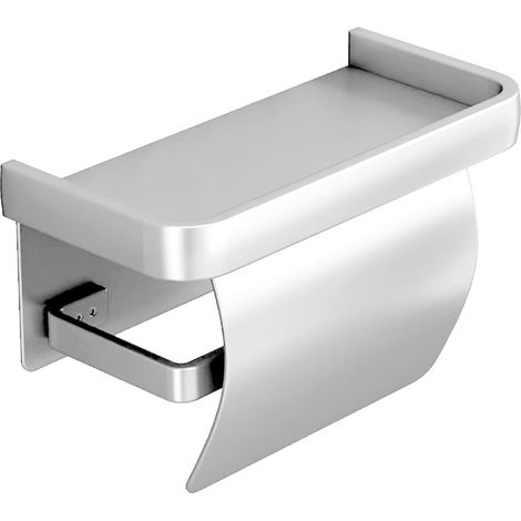 Porte Papier Toilette Murale Argenté - Support Dérouleur Sans Percage,Housse Imperméable et Rangement Intégré (1/5)