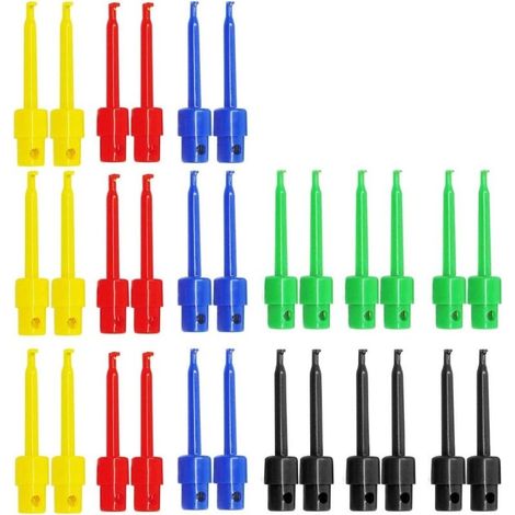 Lot de 30 pinces de test pour multimètre, crochets de test électroniques, sondes de test, accessoires pour multimètre - pour outils de réparation, pinces de test pour circuits imprimés, test de circui (1/5)