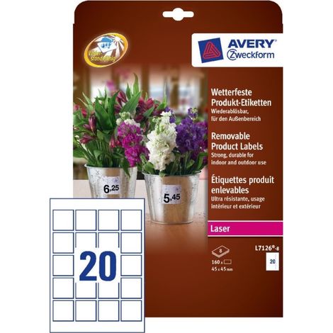 Produkt-Etiketten Wetterfest Weiß 45x45mm 160 Stück (1/5)