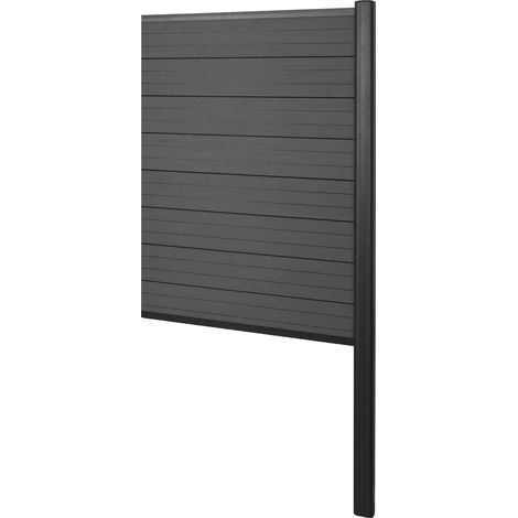 WPC-Sichtschutz Savoie, Zaun Windschutz, Alu-Pfosten zum Einbetonieren Erweiterungselement schmal, 95cm anthrazit