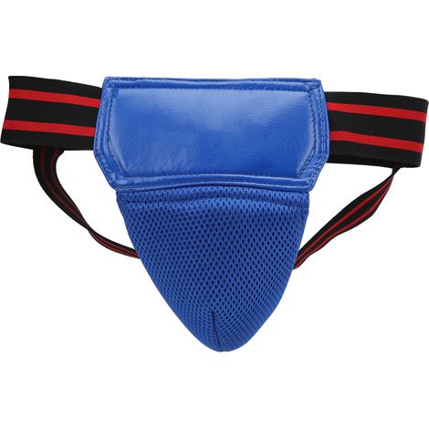 Protecteur d'aine de boxe en cuir PU, Jockstrap respirant pour Kickboxing Muay ThaiBlue (1/5)