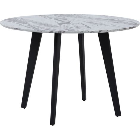 Mesa de comedor efecto mármol patas de metal negras redonda 110 cm tablero MDF Mosby (1/5)