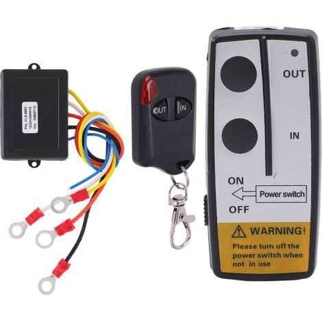 Wireless winch remote control kit with 12V 24V receiver, 75ft long range universal accessory (1/4)