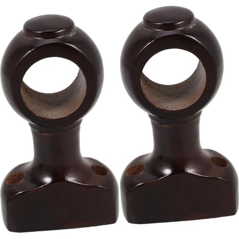 2 Stück – Gardinenstangenhalterung – Dunkelbraunes Holz – Geeignet für Einzel- und Doppelgardinen – Stabile Wandhalterung für Wohnzimmer, Schlafzimmer und Badezimmer – 28 cm (1/5)