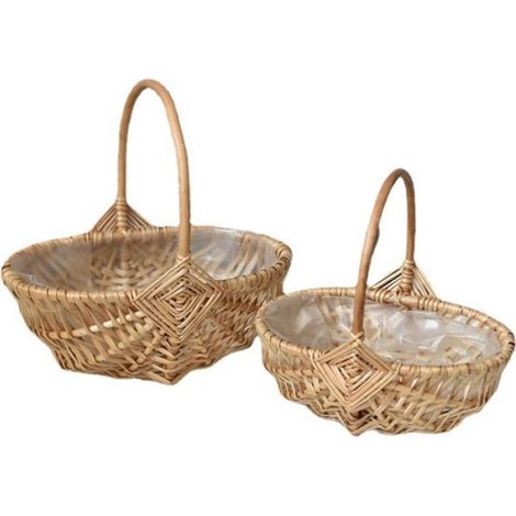 Panier Tissé Rotin - Panier Pique-Nique Portable - Pour Pique-Nique Camping Randonnée - 2 Pièces (1/5)