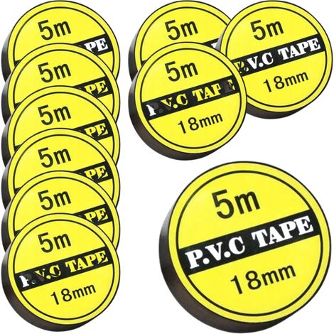 Ruban isolant en PVC noir 18 mm x 5 m (10 pièces) (1/2)