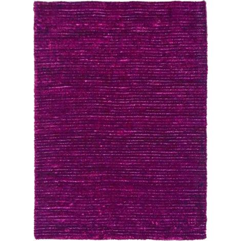 VIKING - Tapis à poils longs effet soyeux prune 190x200 (1/4)