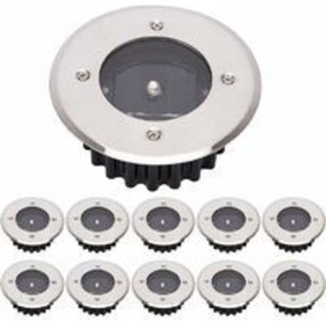 10er-Set LED-Solar-Bodenleuchten für den Außenbereich, IP65 wasserdicht, kaltweiß, rund, ideal für Garten, Einfahrt und Terrasse – KZQ