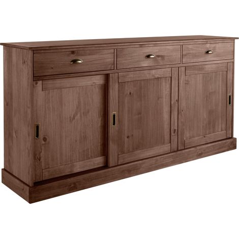 HarryBuffet avec 3 portes et 3 tiroirs en pin laqué marron (1/5)