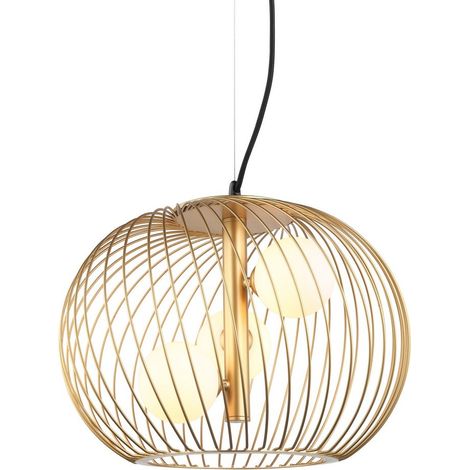 Italux Clarisa - Pendentif suspendu moderne doré à 3 lumières avec or, abat-jour blanc, G9 (1/2)