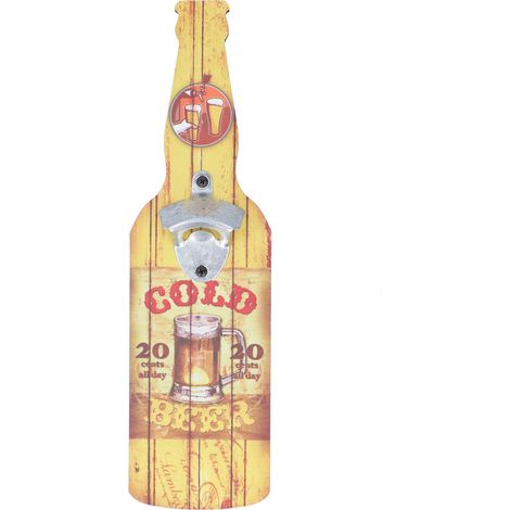 Ouvre-bouteille mural vintage en bois, décoration murale originale pour bar, cadeau pour amateurs de bière. (1/5)